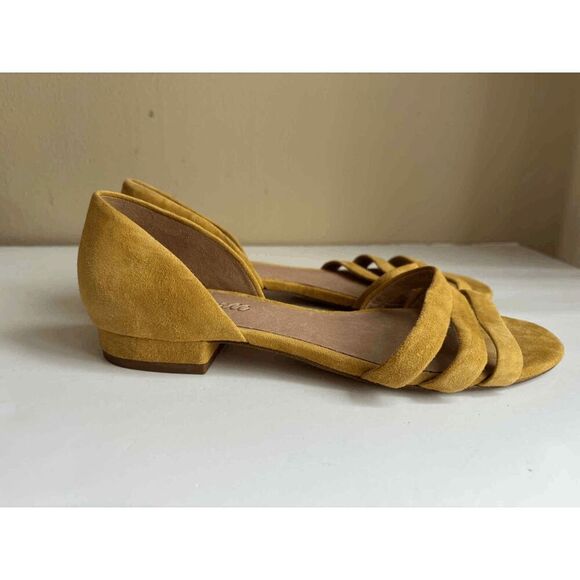 Madewell the Leia Sandal Mustard Yellow Suede Slip On Size 8 - Picture 4 of 5